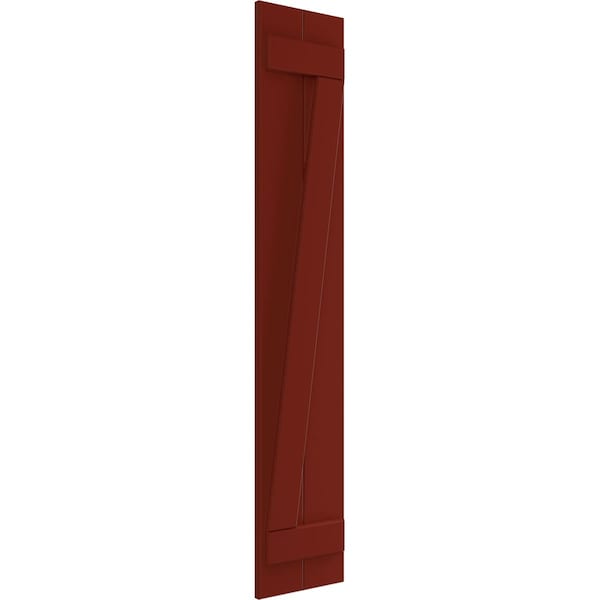True Fit PVC Two Board Joined Board-n-Batten Shutters W/Z-Bar, Pepper Red , 10 3/4W X 38H